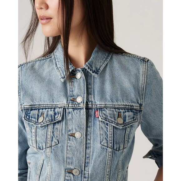 Levi’s Original Denim Trucker Jacket “All Mine” Medium Wash Women's SZ XS Spring - Picture 5 of 12